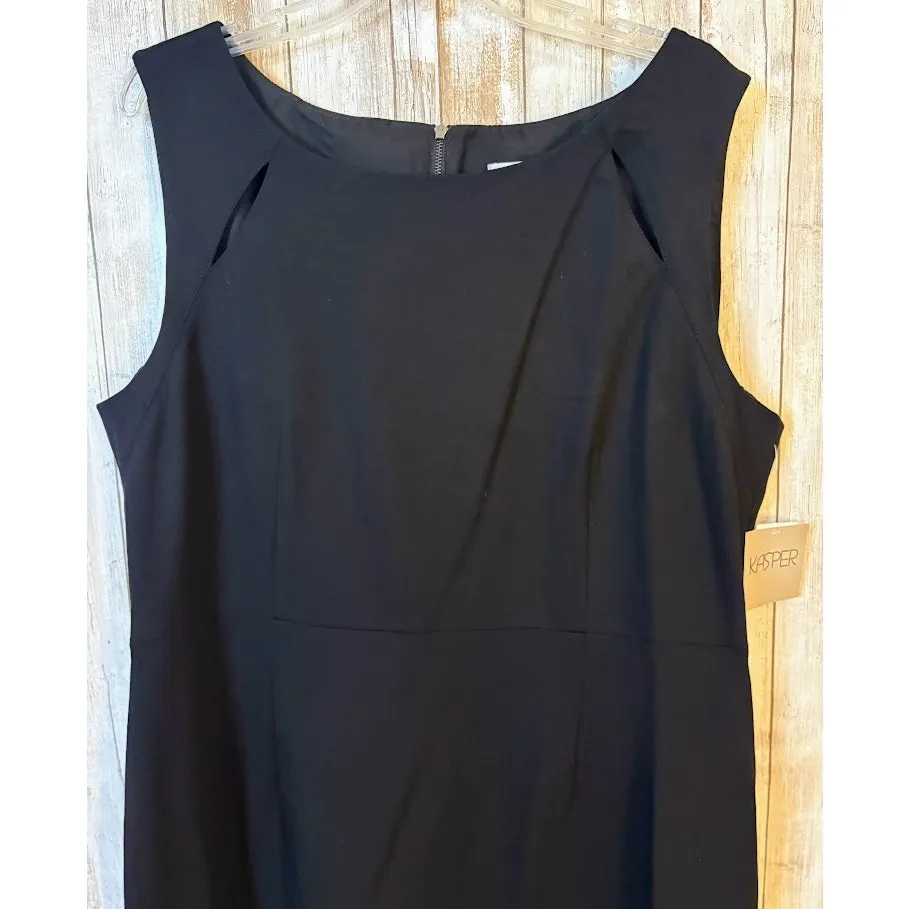 Kasper Black Sleeveless Sheath Dress with Neckline Cutouts Size 18 NWT - Image 2