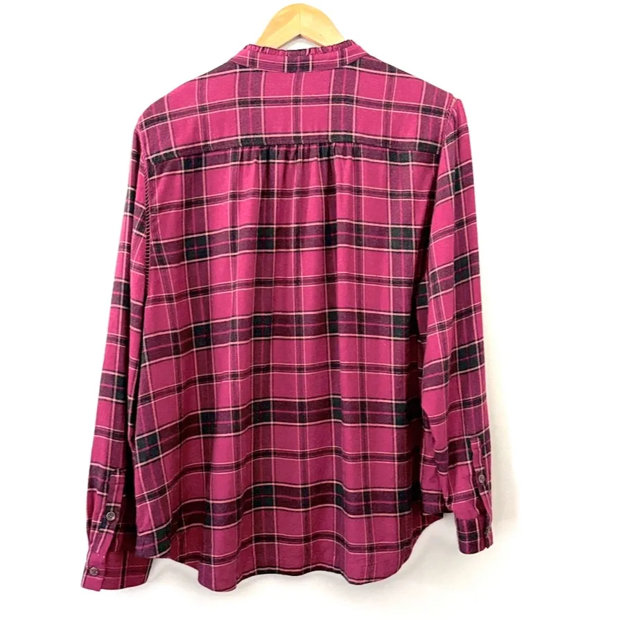 Soft Surroundings Triana Lightweight Flannel Plaid Shirt Ruffle Button Front 2X - Image 5