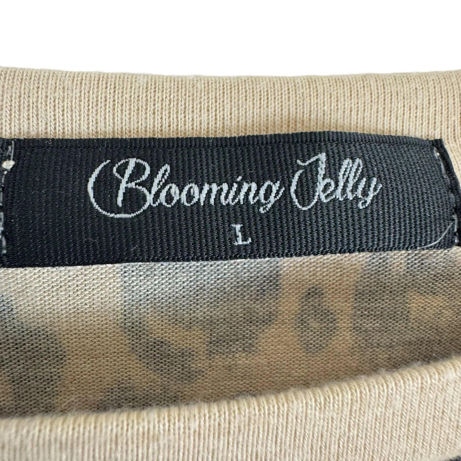 Blooming Jelly Tan Black Leopard Print Lightweight‎ 3/4 Sleeve T-Shirt Size L - Image 4