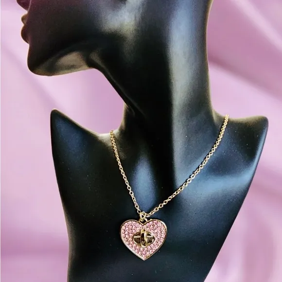 Coach Heart Necklace With Gold Chain - Image 2