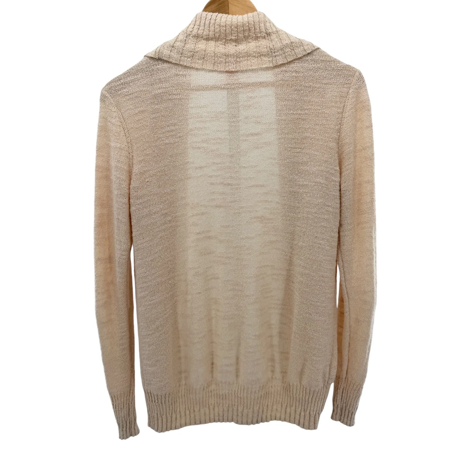 Lilly Pulitzer Sheer Knit Open Front Cardigan Sweater Beige Natural Light M - Image 2