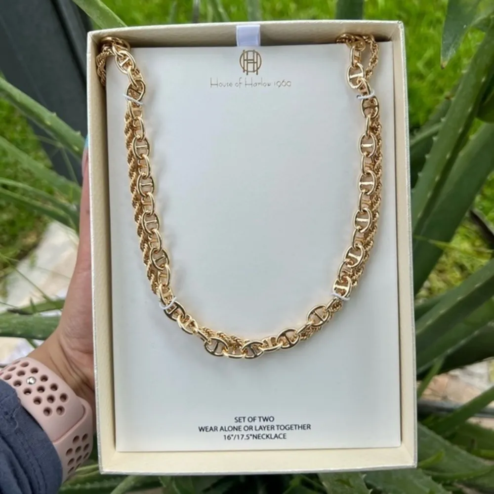 NEW House of Harlow 1960 Double Strand Chain Link Necklace - Image 3