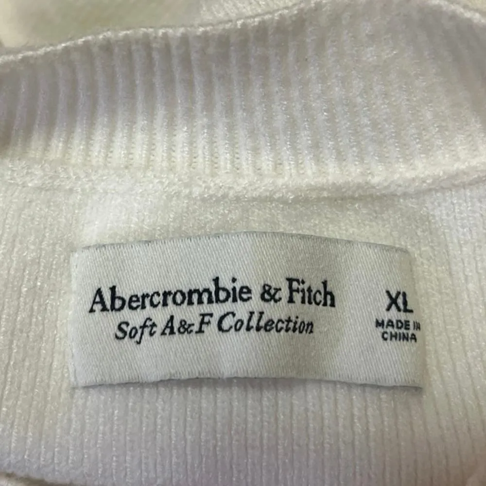 Abercrombie & Fitch White Brown Striped Long Sleeve Oversized Sweater Top XL - Image 3