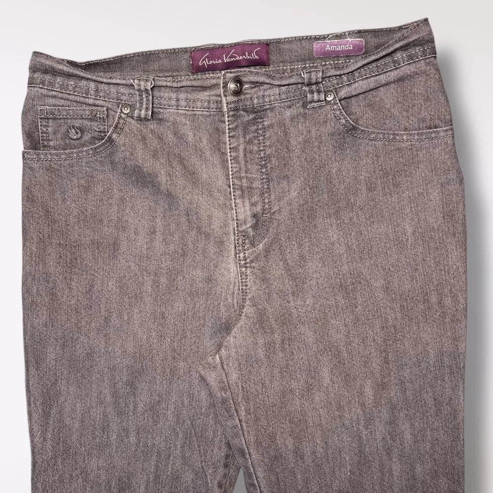 Gloria Vanderbilt Amanda Gray Jeans Straight Leg High Rise Size 12 Petite - Image 2