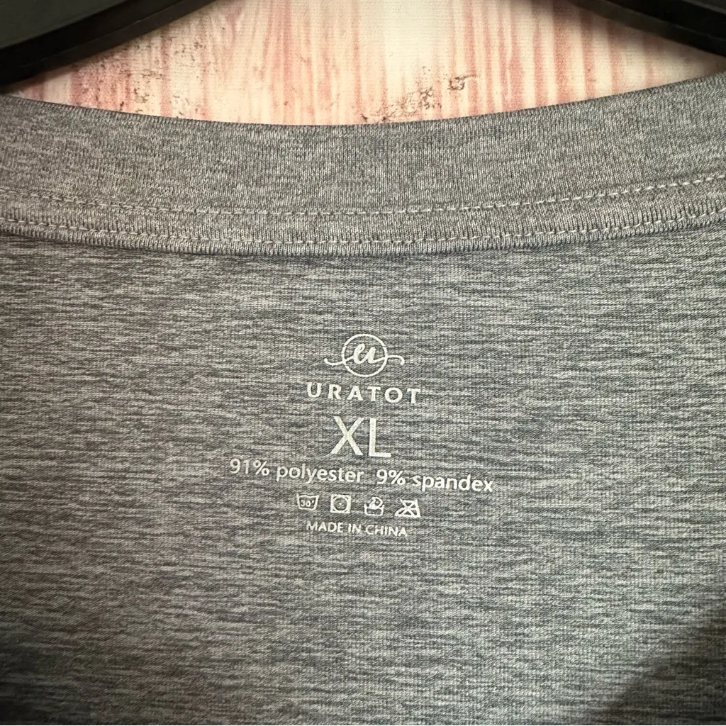 Amazon URATOT Gray Dry-Fit Long-Sleeve V-Neck Athletic Workout Shirt - Image 6