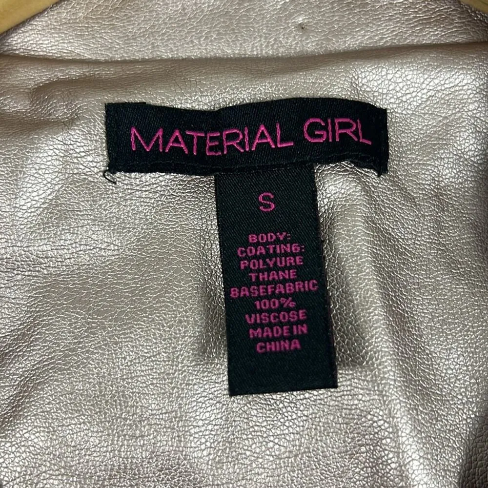 Material Girl Jacket Womens S Pink Metallic Faux Leather  Crop Cybercore - Image 5