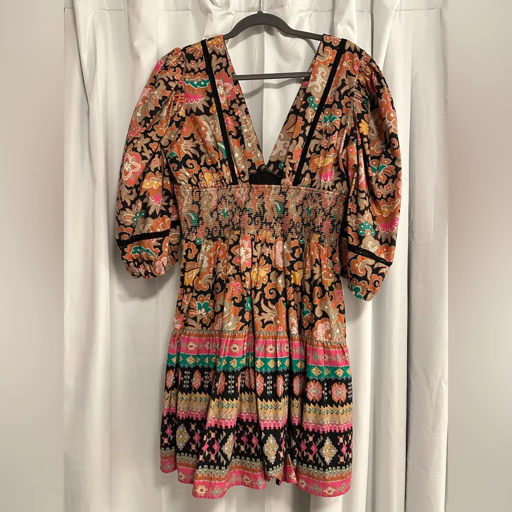 Love the Label Elise Mini Dress In Casablanca Black Print Orange Size L - Image 9