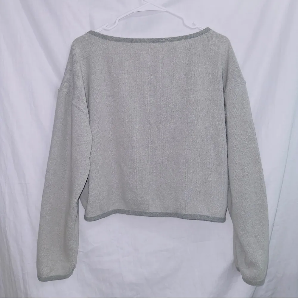 BDG Urban Outfitters Gray Long Sleeve V Neck Pullover Fleece Sweatshirt - Image 5