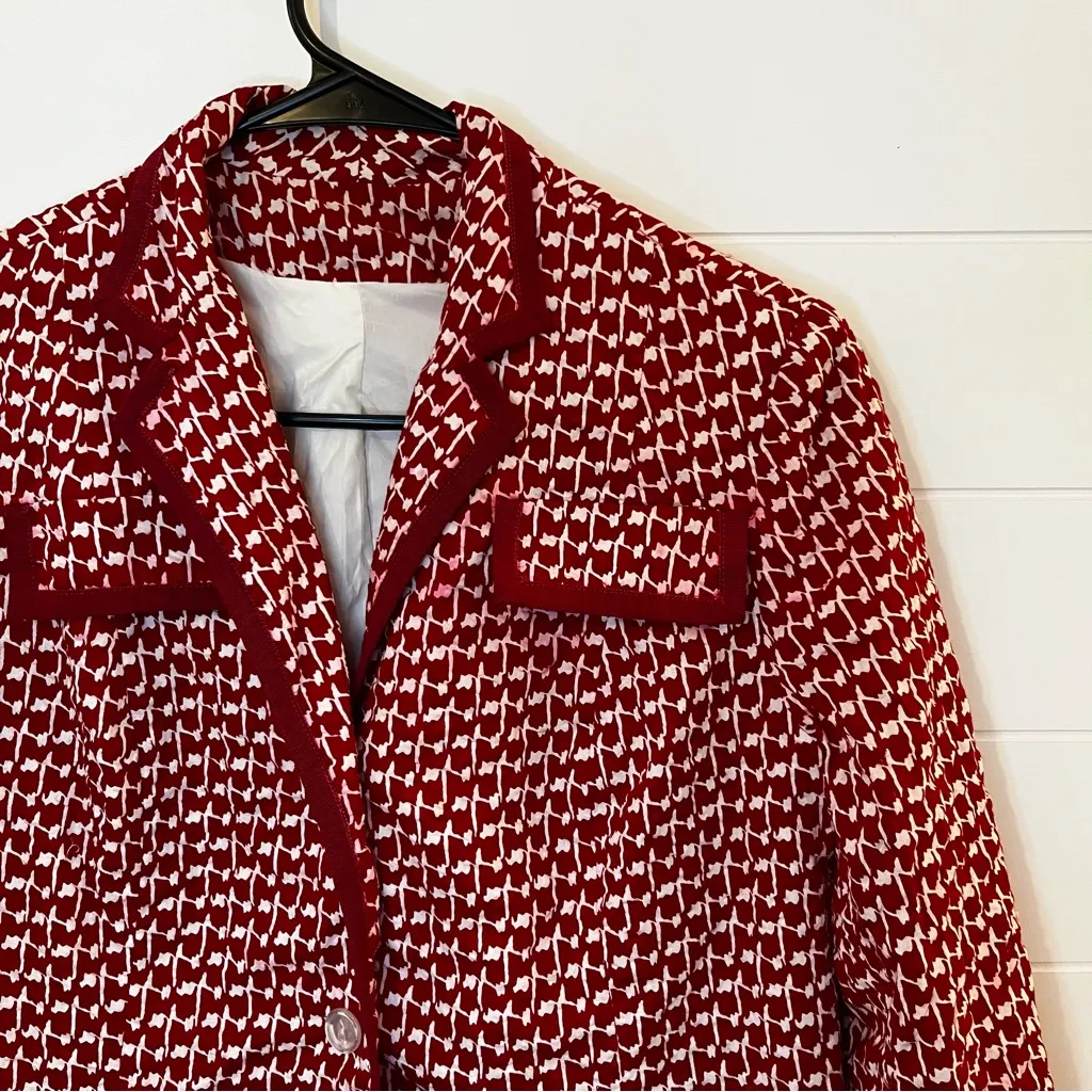 Women’s Red Patterned Women's Blazer Vintage Retro M - Image 4
