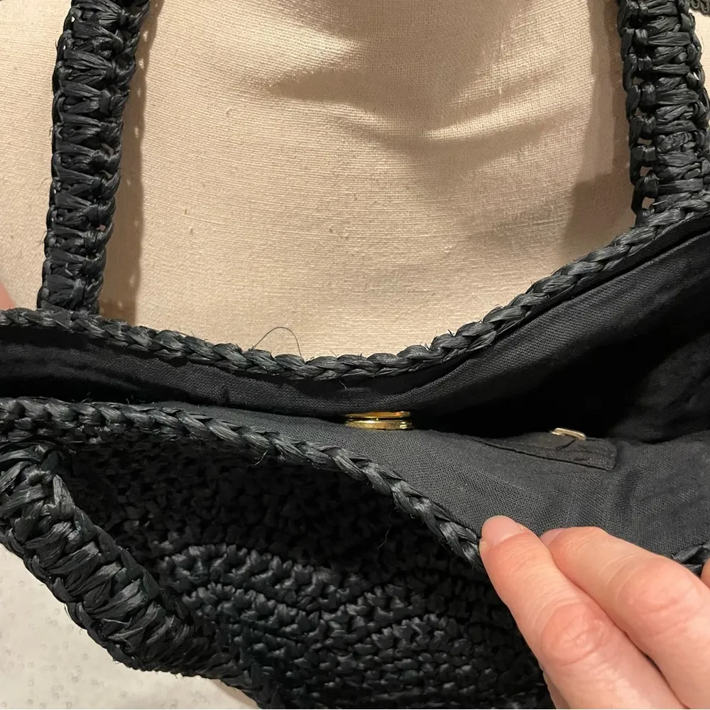 Vintage black straw weave Burdine’s (Macy’s) made in italy scalloped purse 70’s? - Image 5