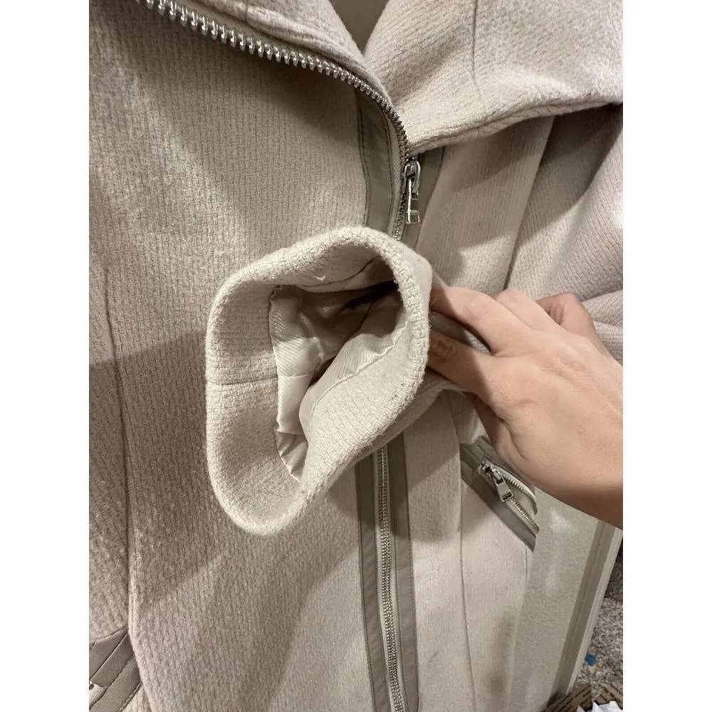 Calvin Klein Cream Ivory Wool Overcoat  Long 33' Trim Size 10 - Image 10