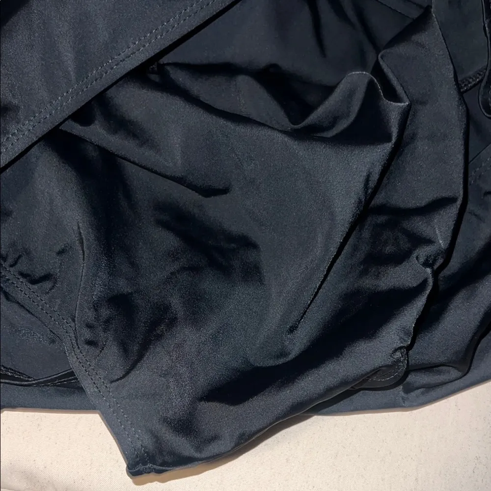 26W Plus Solid Color Waistband Tankini Boyleg Swimsuit Boardshorts with Briefs Black - Image 5