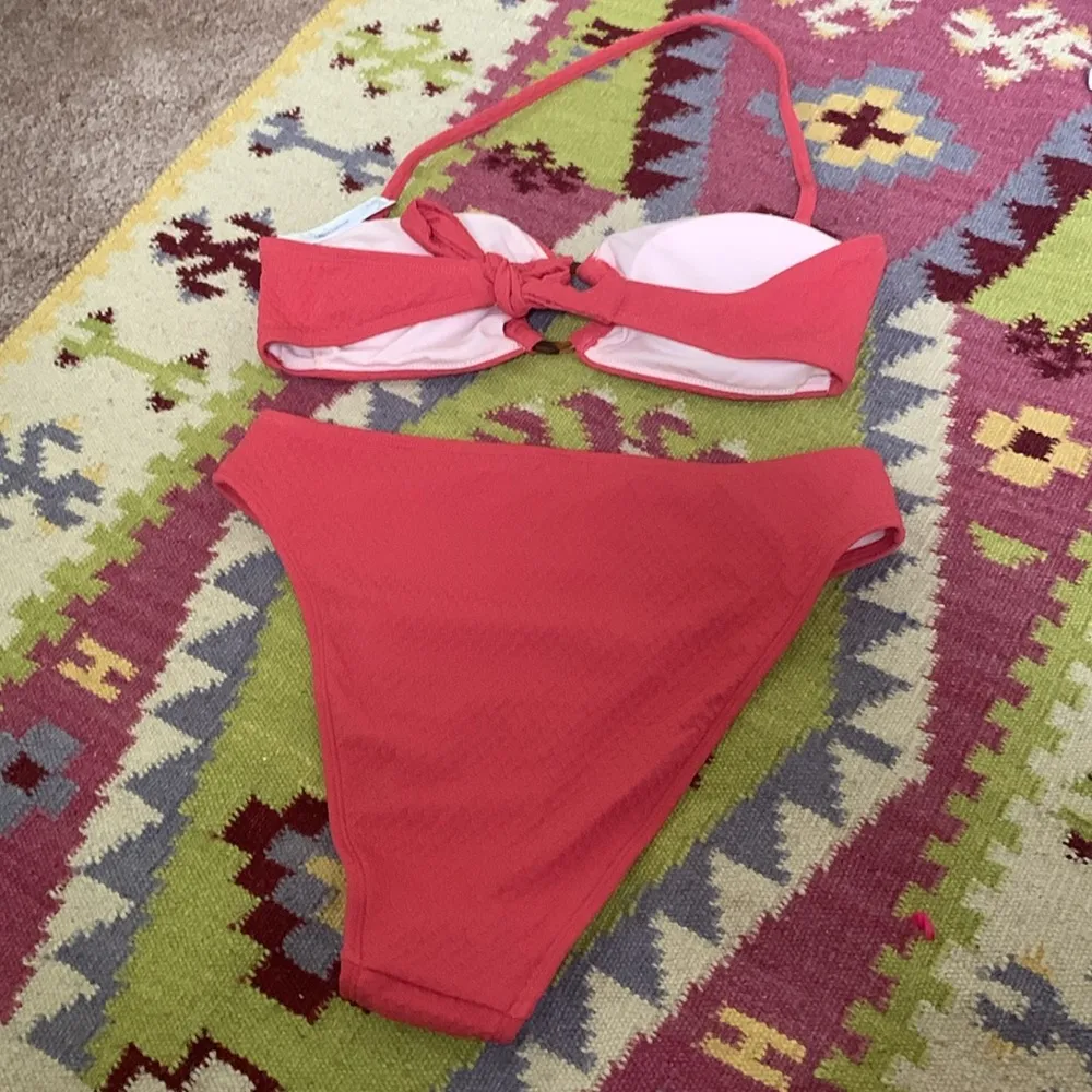 New!  Baltic Sea Sailing Pleated Ring Bandeau & Cheeky High Leg Bikini (M) - Image 11