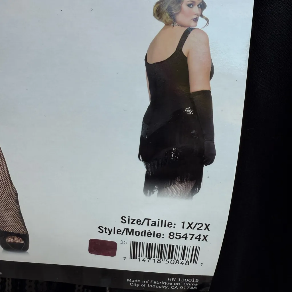 Leg Avenue Glamour Flapper Halloween Costume Dress Black Silver Plus Size 1X-2X - Image 7