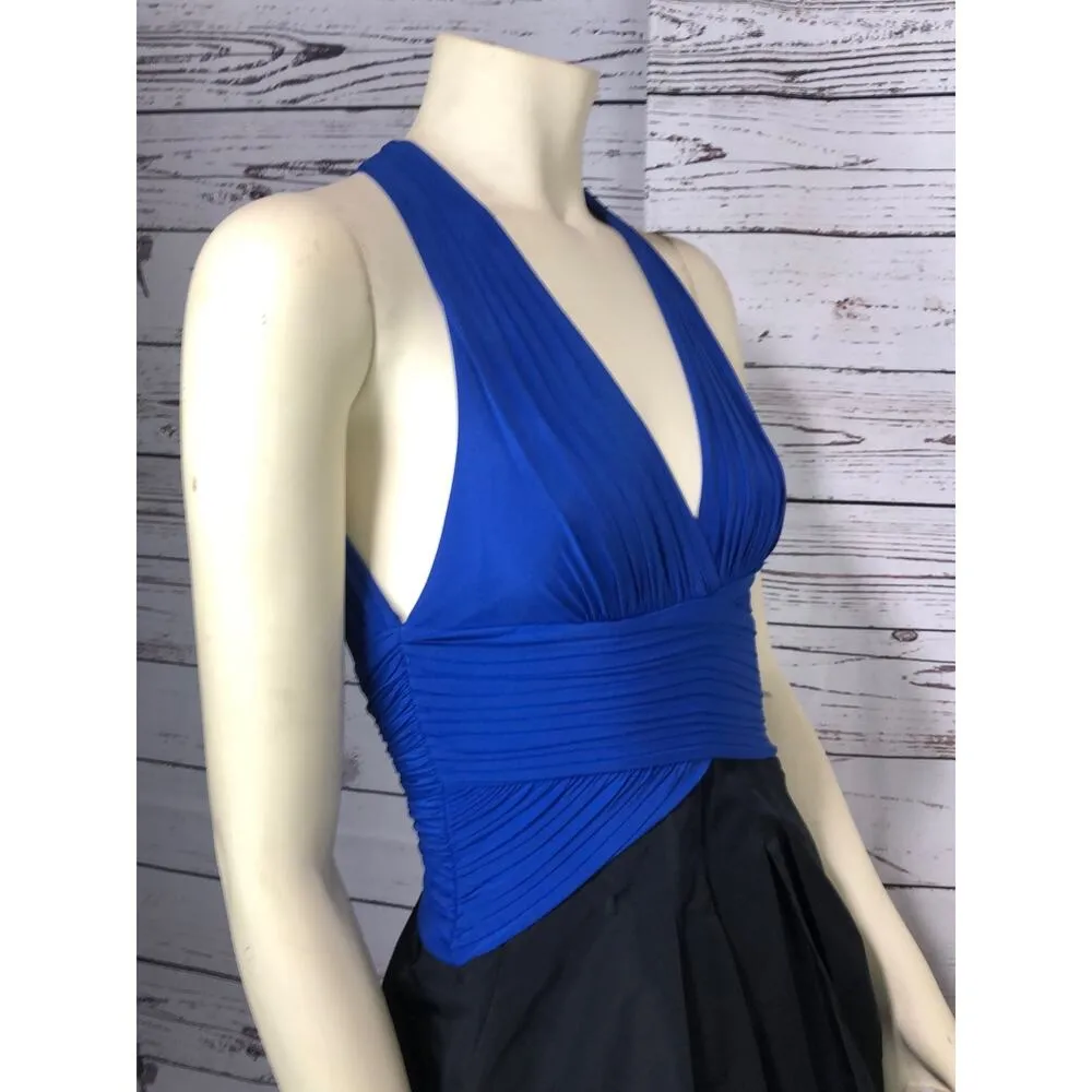 BCBGMaxAzria Blue Sapphire Knit Dress with Taffeta Bubble Skirt size XS - Image 6