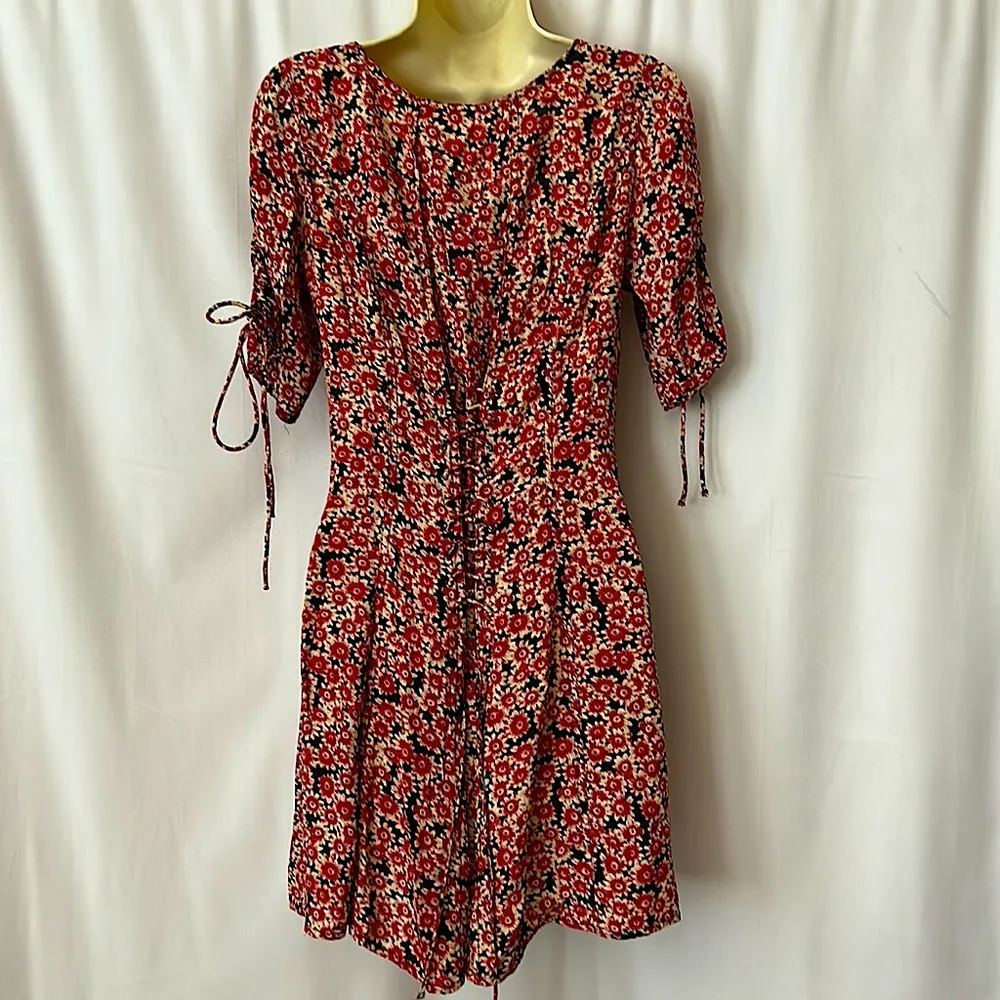 Free People NWT Super Cute Boho Red/Black Floral Dress ** Size S** 🌸🌸 - Image 2