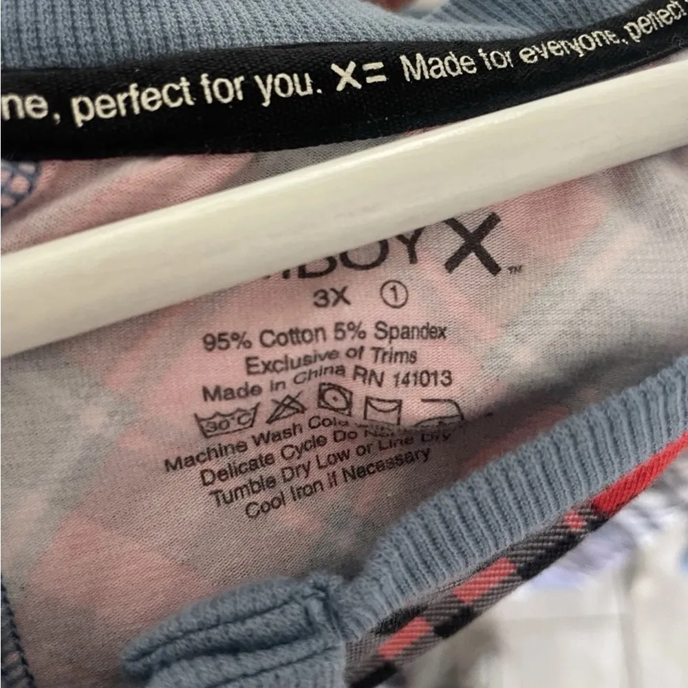 Tomboy X One Piece Pajamas UNISEX 3X Blue Plaid Red - Image 4