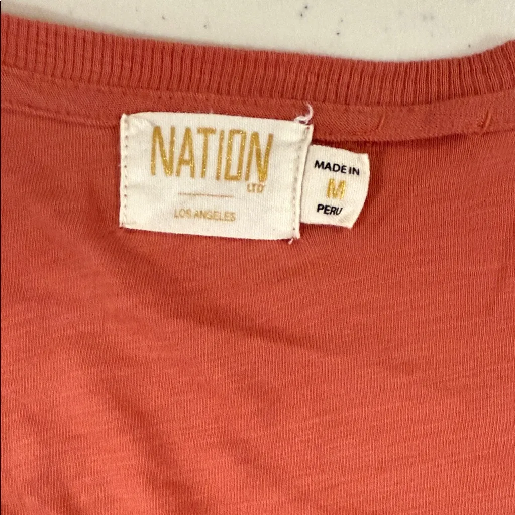 Nation LTD Celine Tee in Cayenne V neck Puff Sleeve size M - Image 3