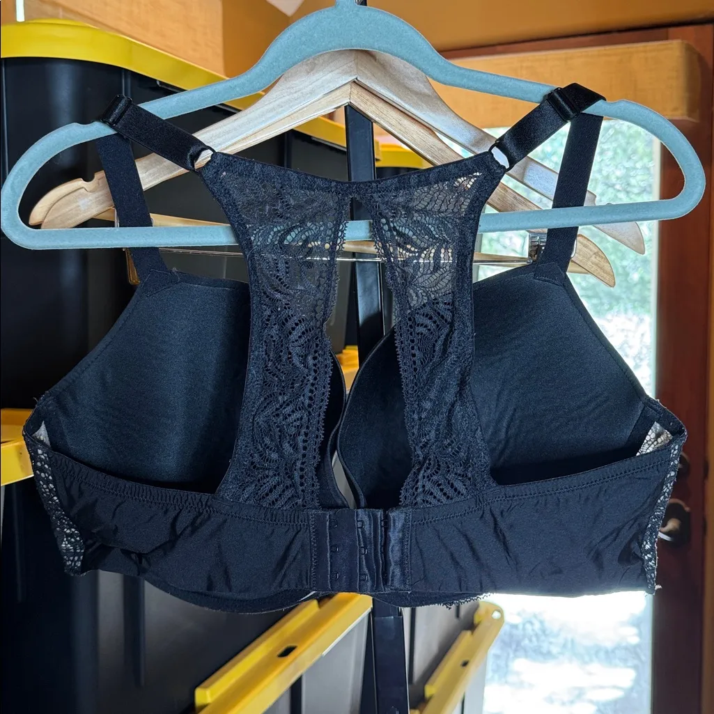 Paramour by Felina Carolina Plunge Contour Bra Lace Racerback Black Sz 42DDD (F) - Image 7