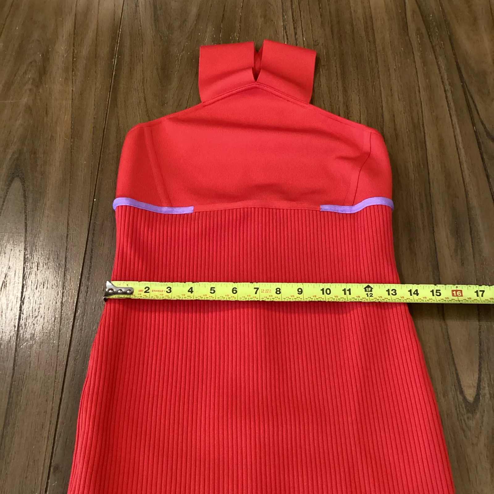 Revolve Herve By Herve Léger High Neck halter Bandage mini Dress red cardinal L - Image 3