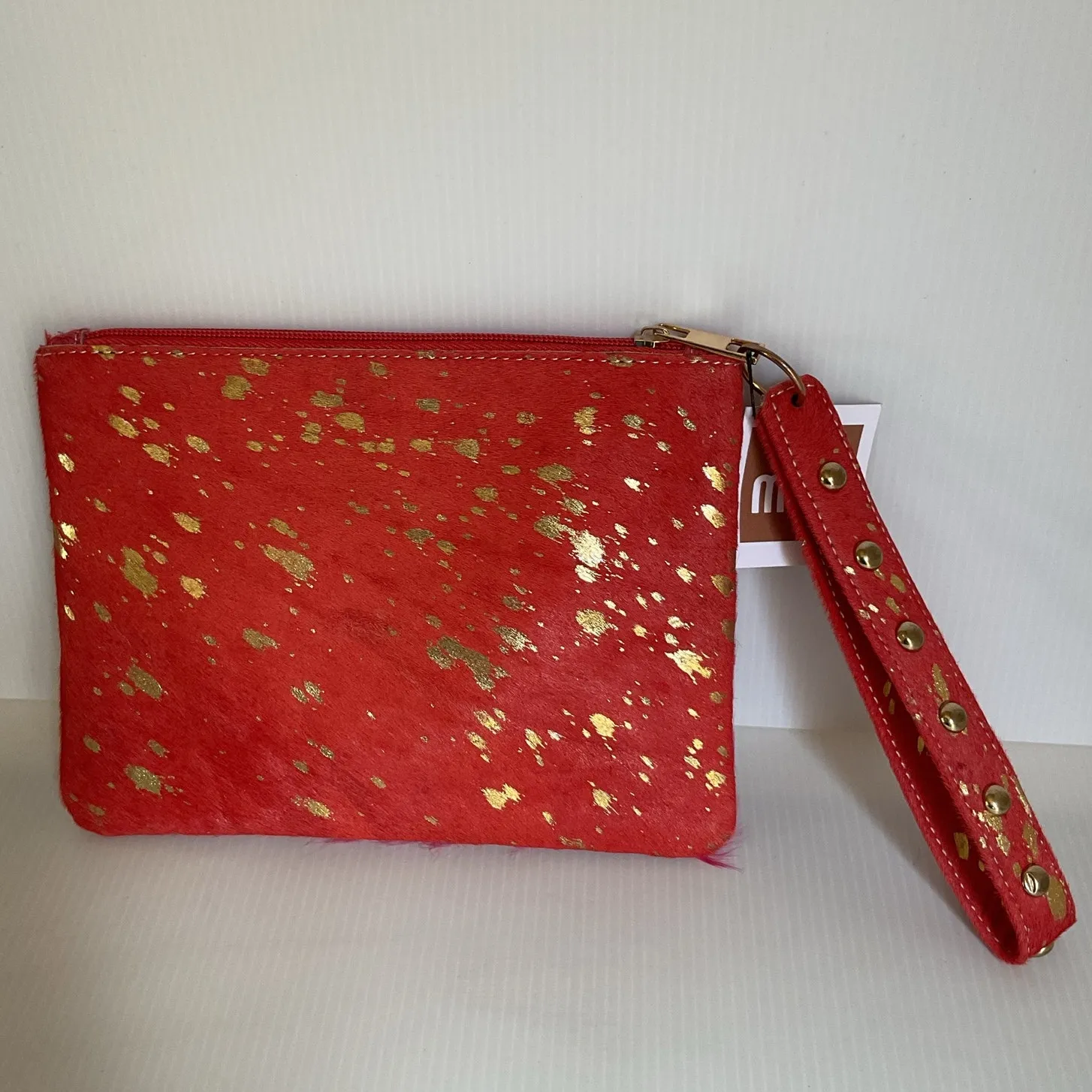 Wristlet Clutch Bag Ethnic Purse Bohemian Handmade Pink & Gold - Image 2