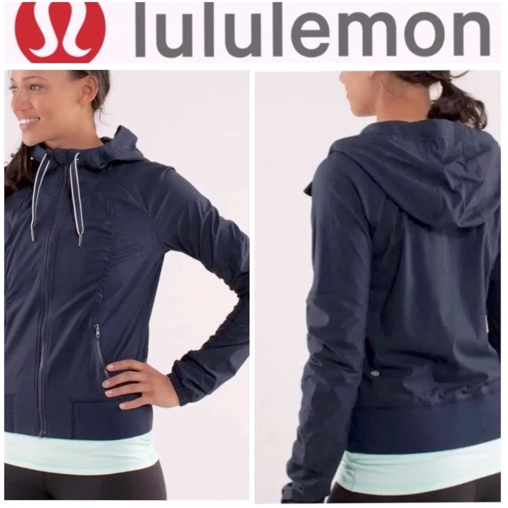 Lululemon Dance Studio full zip hooded jacket navy blue, pinstripe size 4 (S) - Image 2