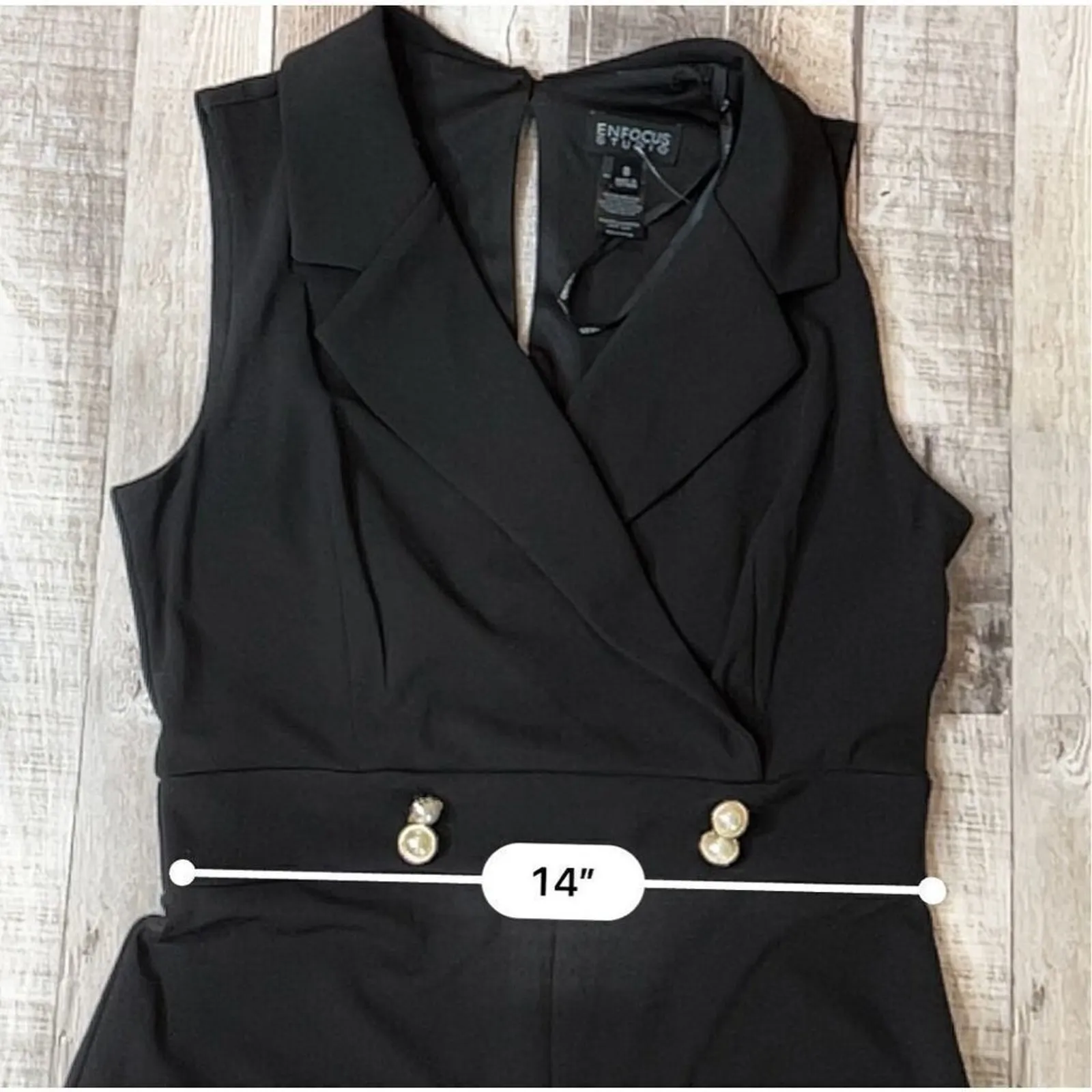 Enfocus Studio‎ Surplice Crepe-like Feminine Black Jumpsuit sz 8 Chic Glam - Image 6