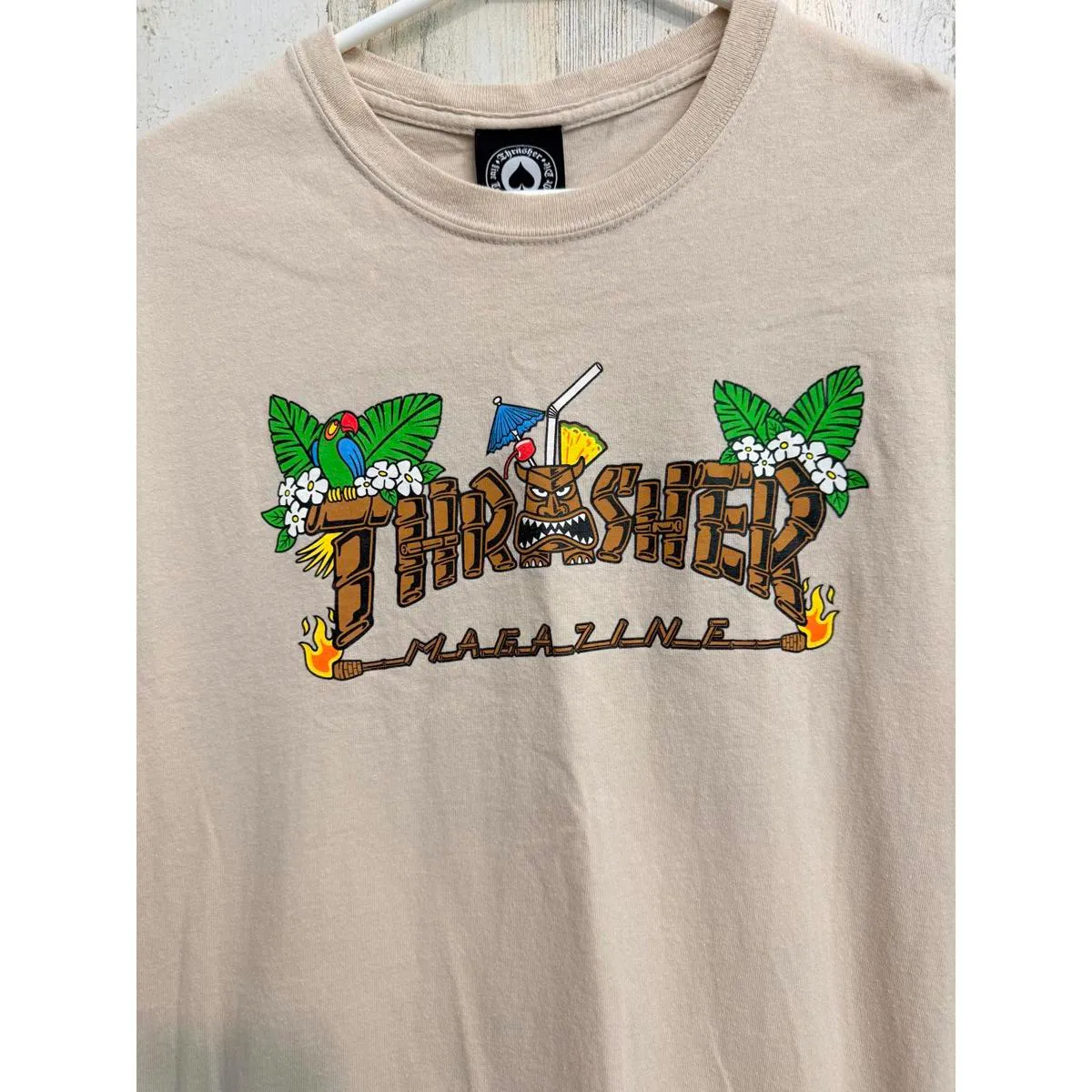 Thrasher Magazine Men's Medium T-Shirt Tan  Beige Skateboard Graphic Cotton - Image 2