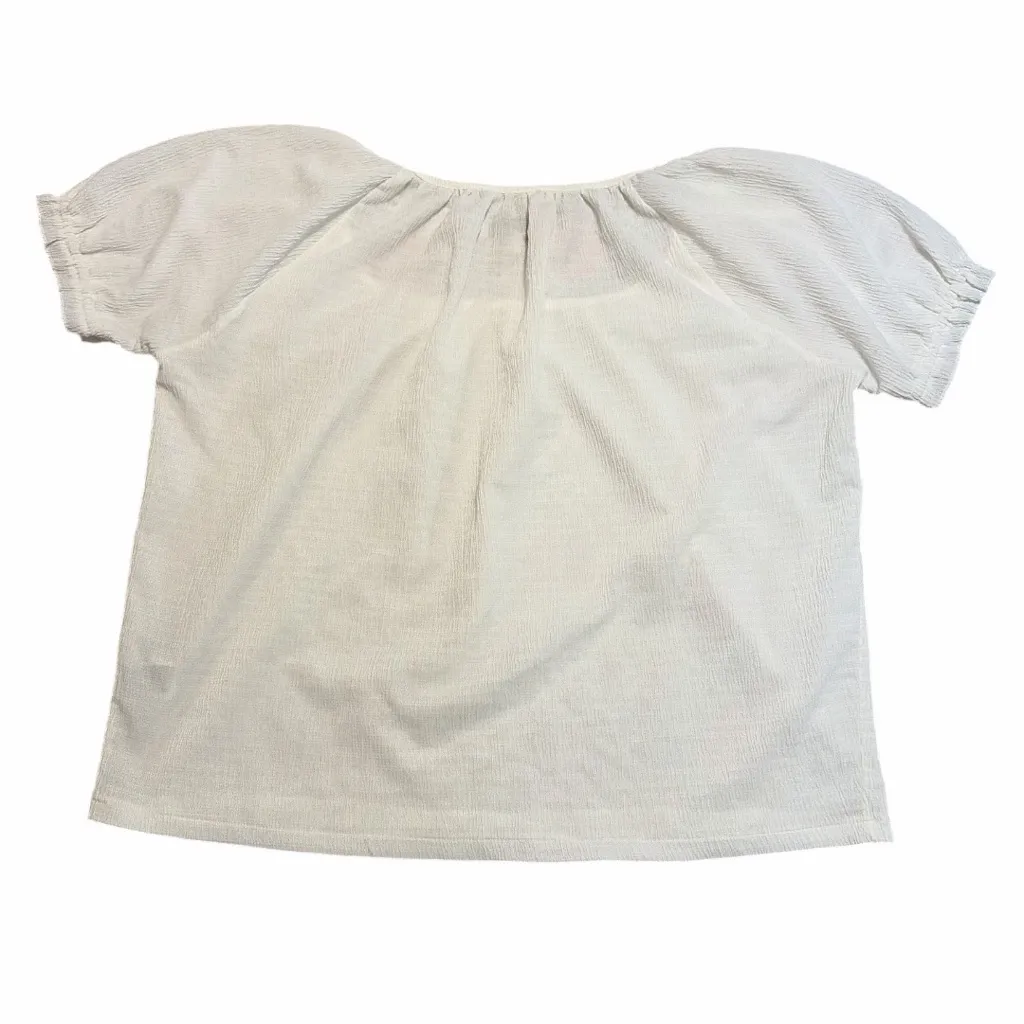 Madewell Texture & Thread  White Blouse-Short Sleeve-Round Neck Size S - Image 3