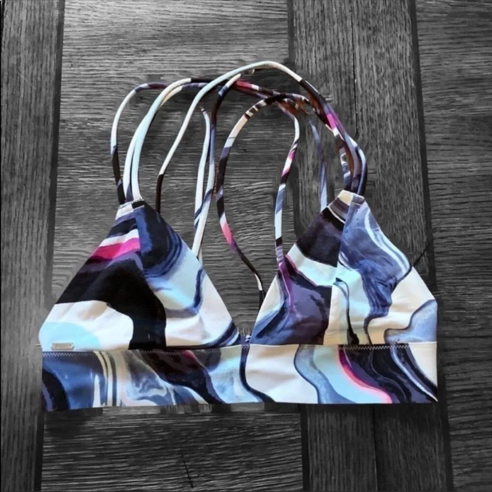 VS Victoria's Secret Pink Banded Strappy Bralette Size XS Marble Blue White - Image 7