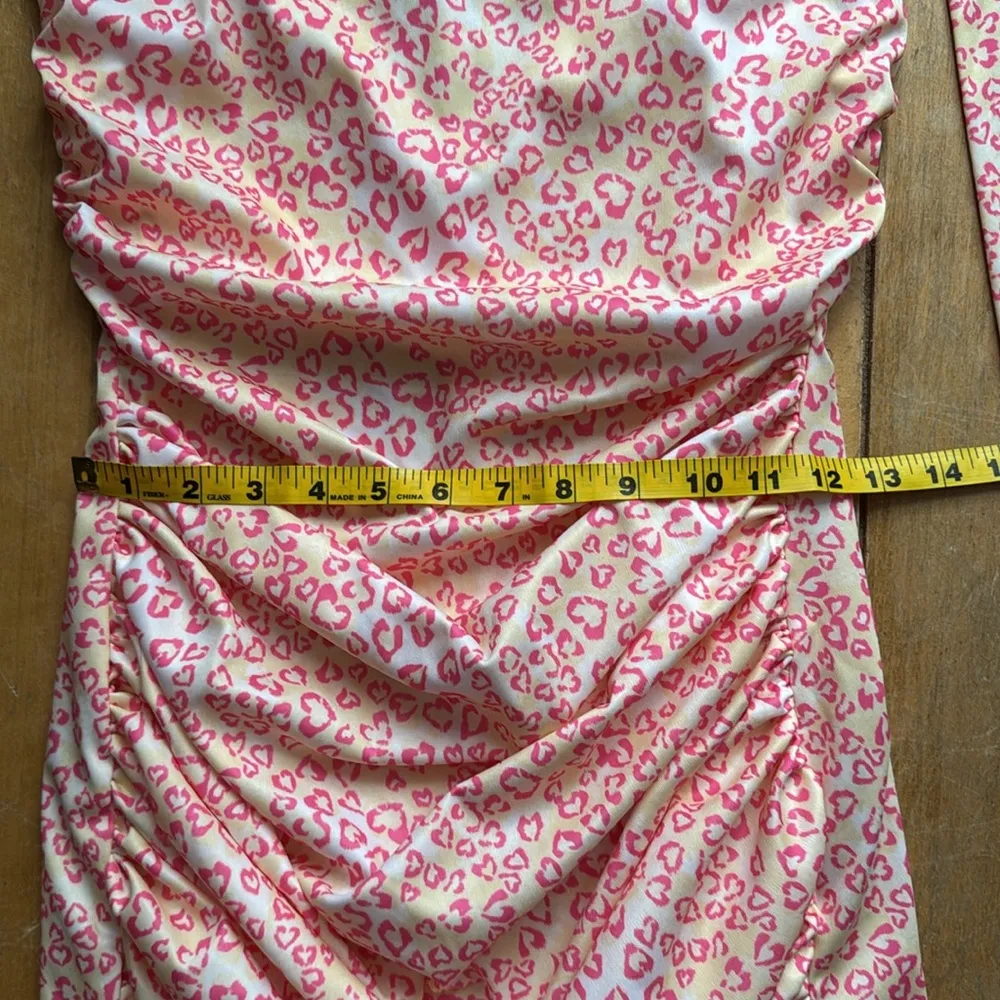 Miscreants Ruched Cupid Mini Strapless Dress/Gloves Yellow/Pink LeopardUS M NWOT Pink Size M - Image 9