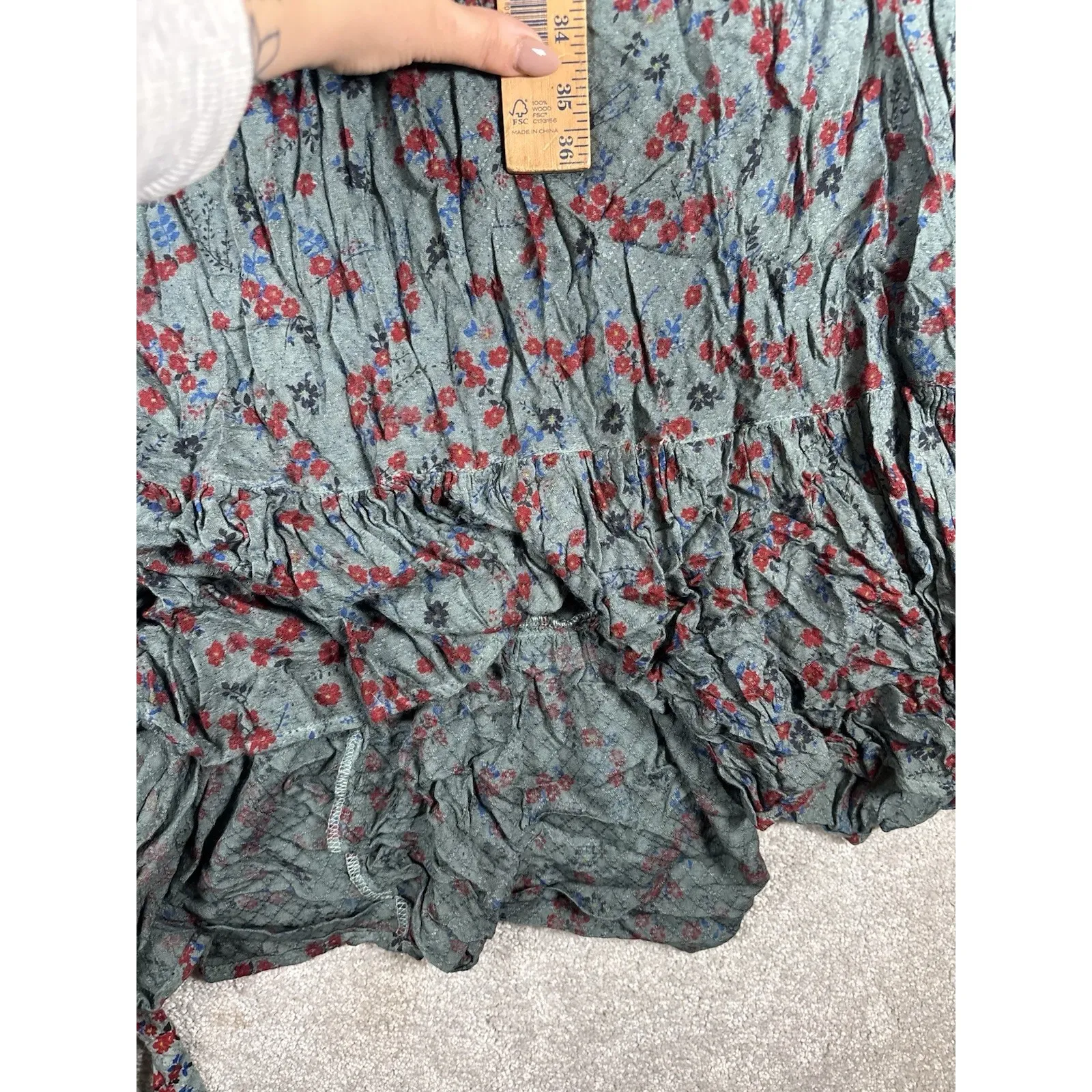 sundance dress maxi floral ombre crinkle NWT xxl Belted 2xl Blue - Image 10