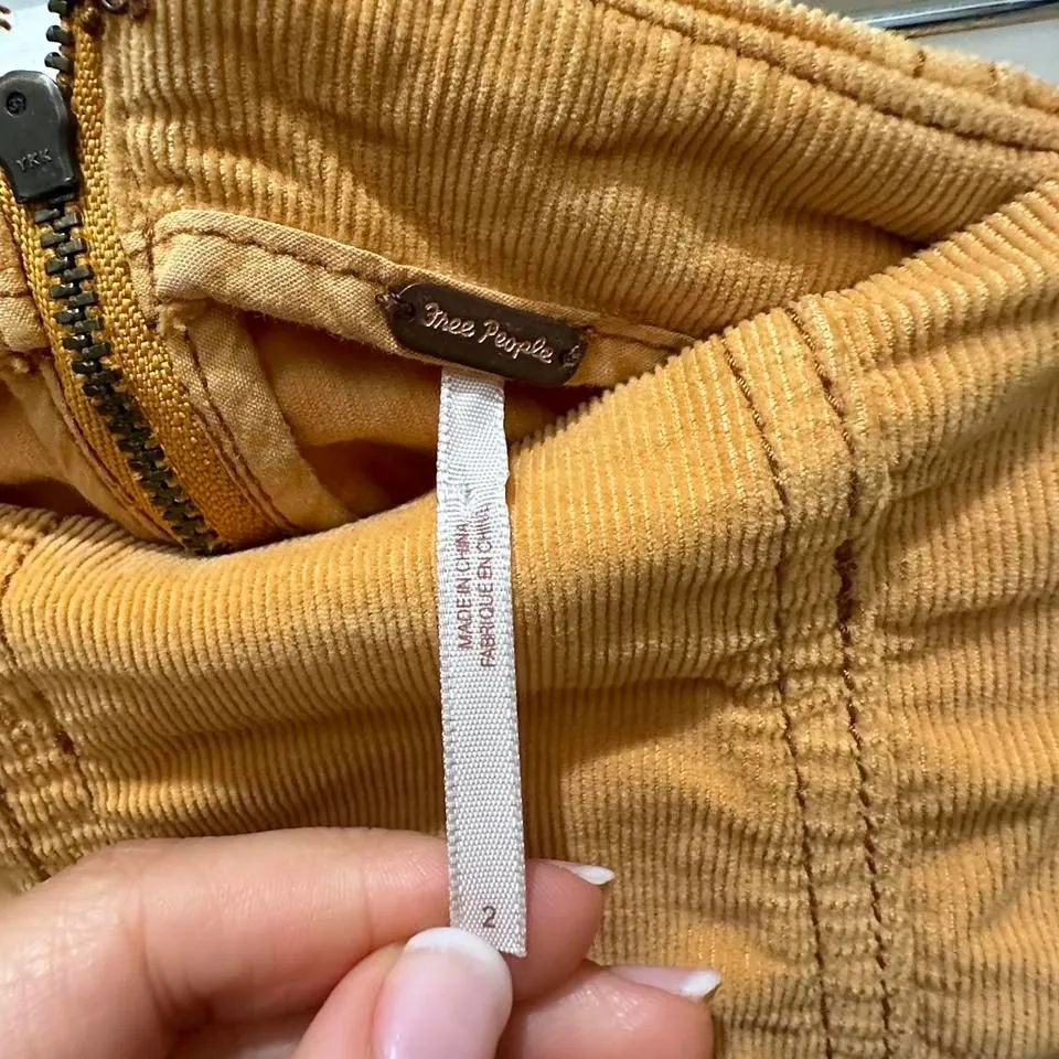 Free People mustard corduroy mini‎ skirt size 2 - Image 2