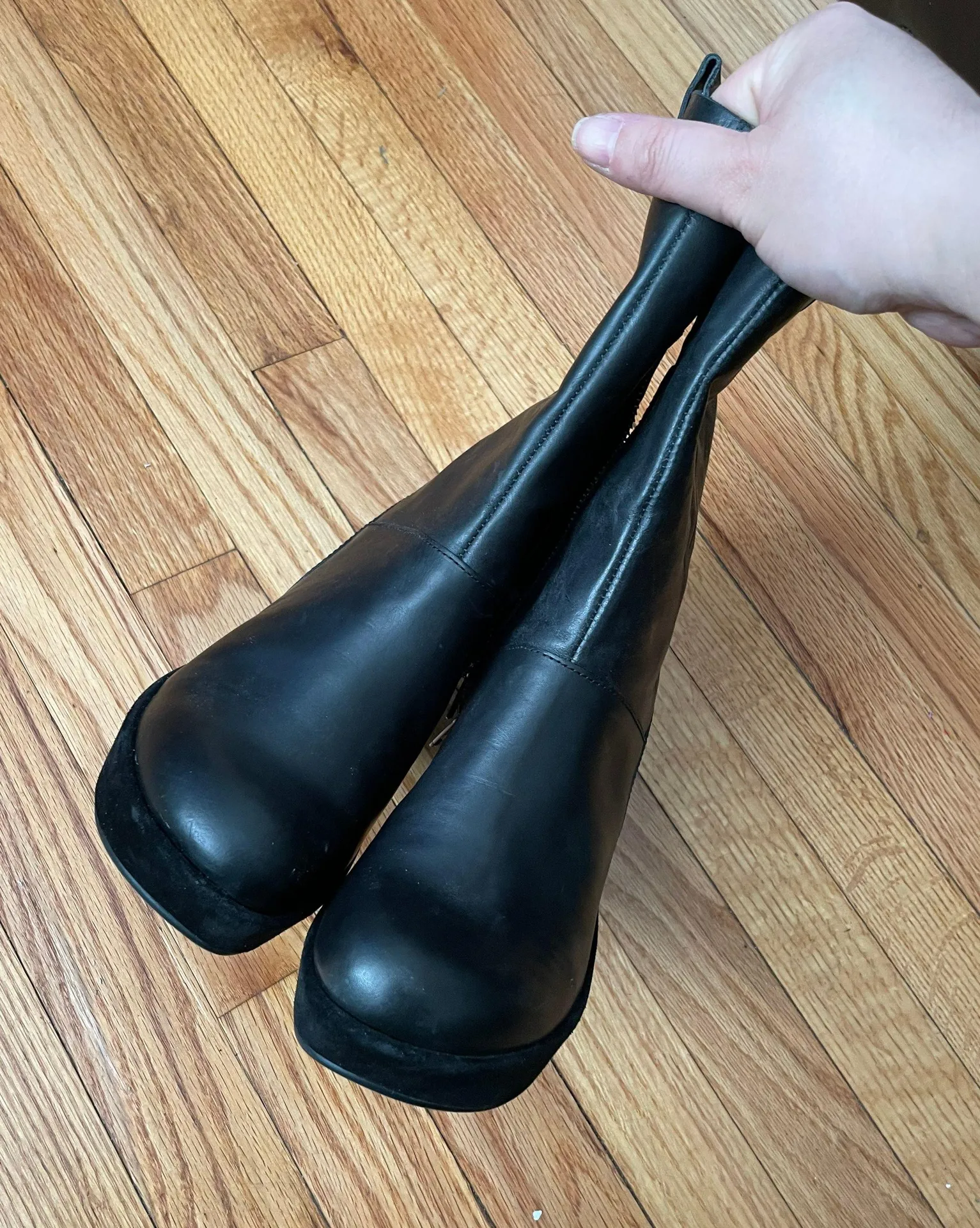 Leather Waterproof Block Chunky Heel Winter Rubber Outsole Low Kitten anti-slip - Image 5