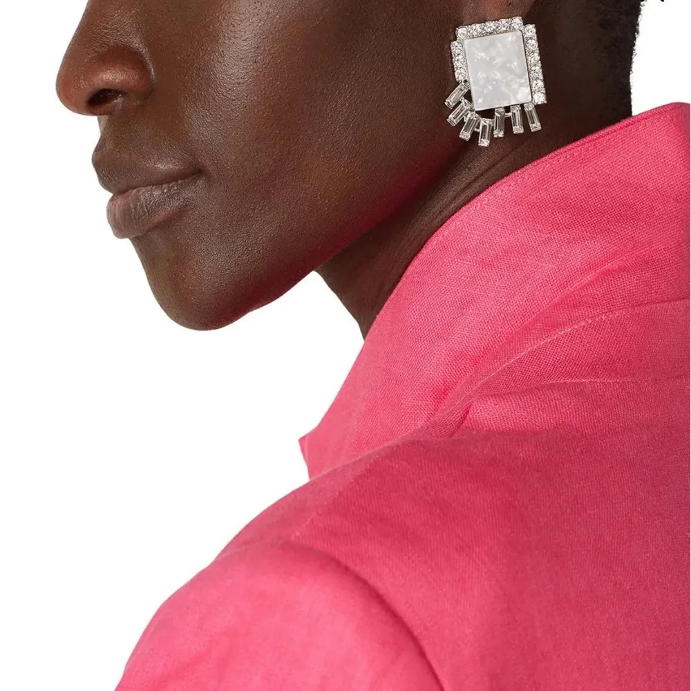 Lele Sadoughi Art Deco Rectangular Stud Earrings Mother Of Pearl Opalescent - Image 2