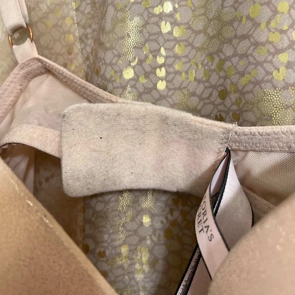 Victorias Secret Dream Angels Light Pink Gold Metallic Push Up Bra 34D - Image 5