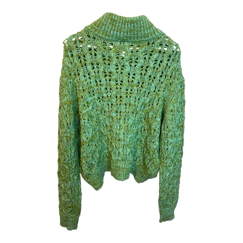 Urban Outfitters BDG Killian Quarter Zip Sweater Large Green Chunky Knit Cropped - Image 5