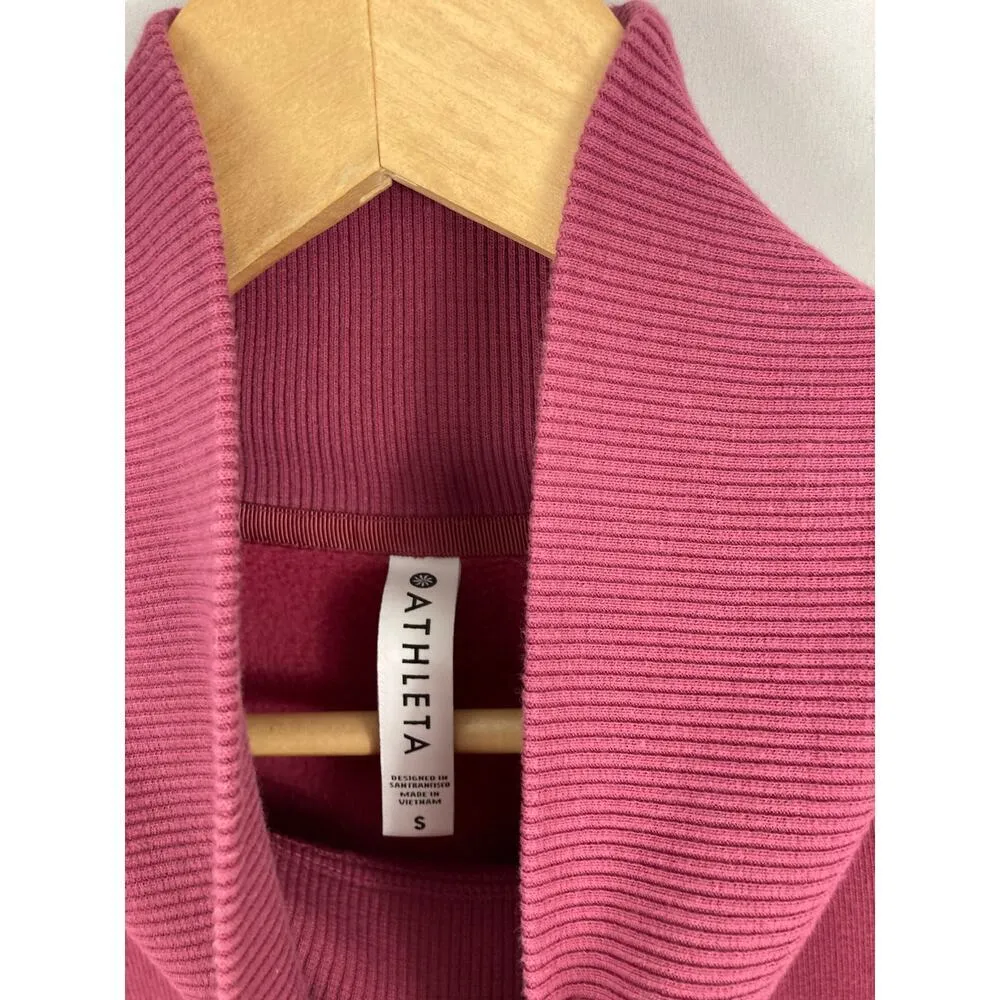 Athleta Cozy Karma Side Zip Funnel Neck Sweatshirt Pink Size Small - Image 6