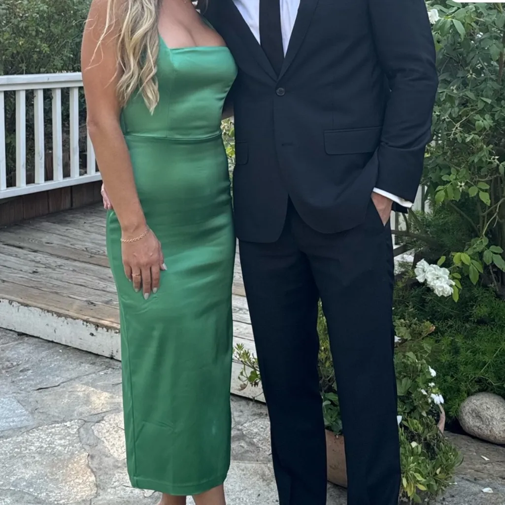 Abercrombie & Fitch Sculpting Stretch Satin Midi Dress, XS NEW - Image 2