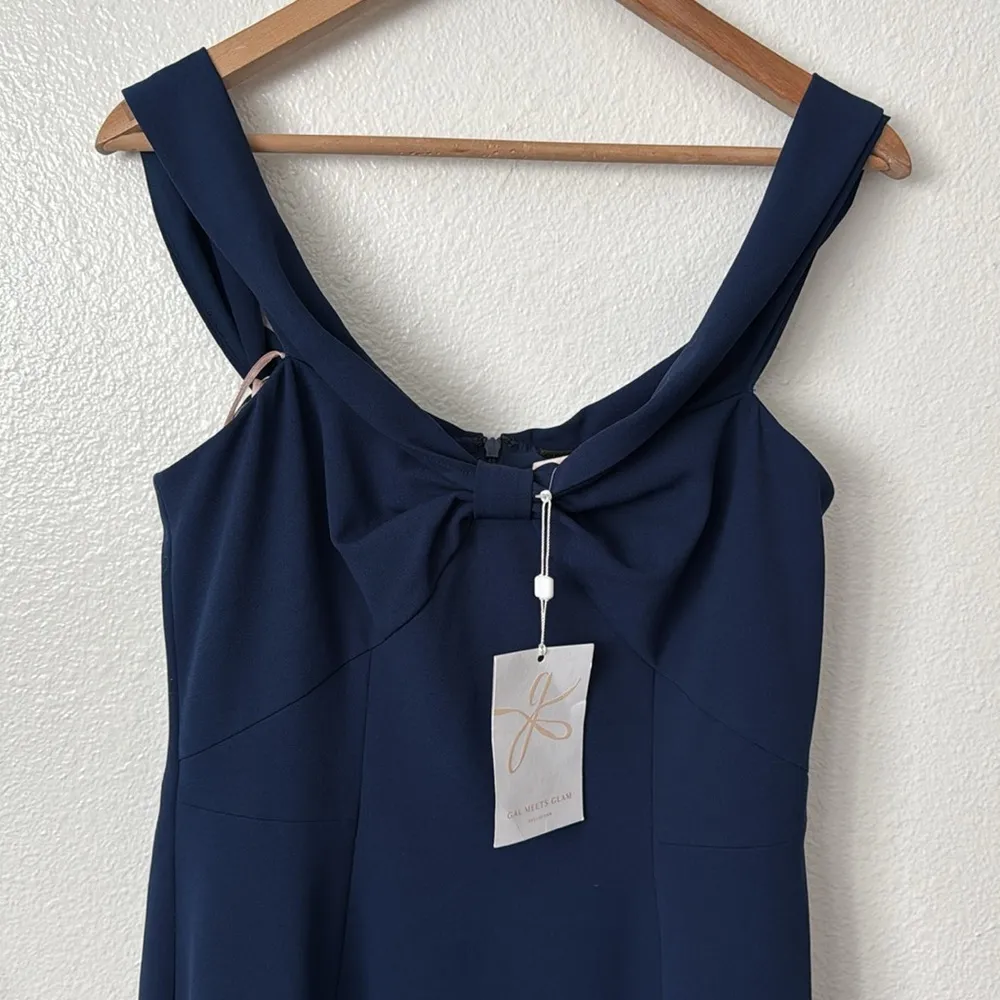 NWT Gal Meets Glam 10 Tyler Off the Shoulder Scuba Crepe Dress in Navy - Image 6