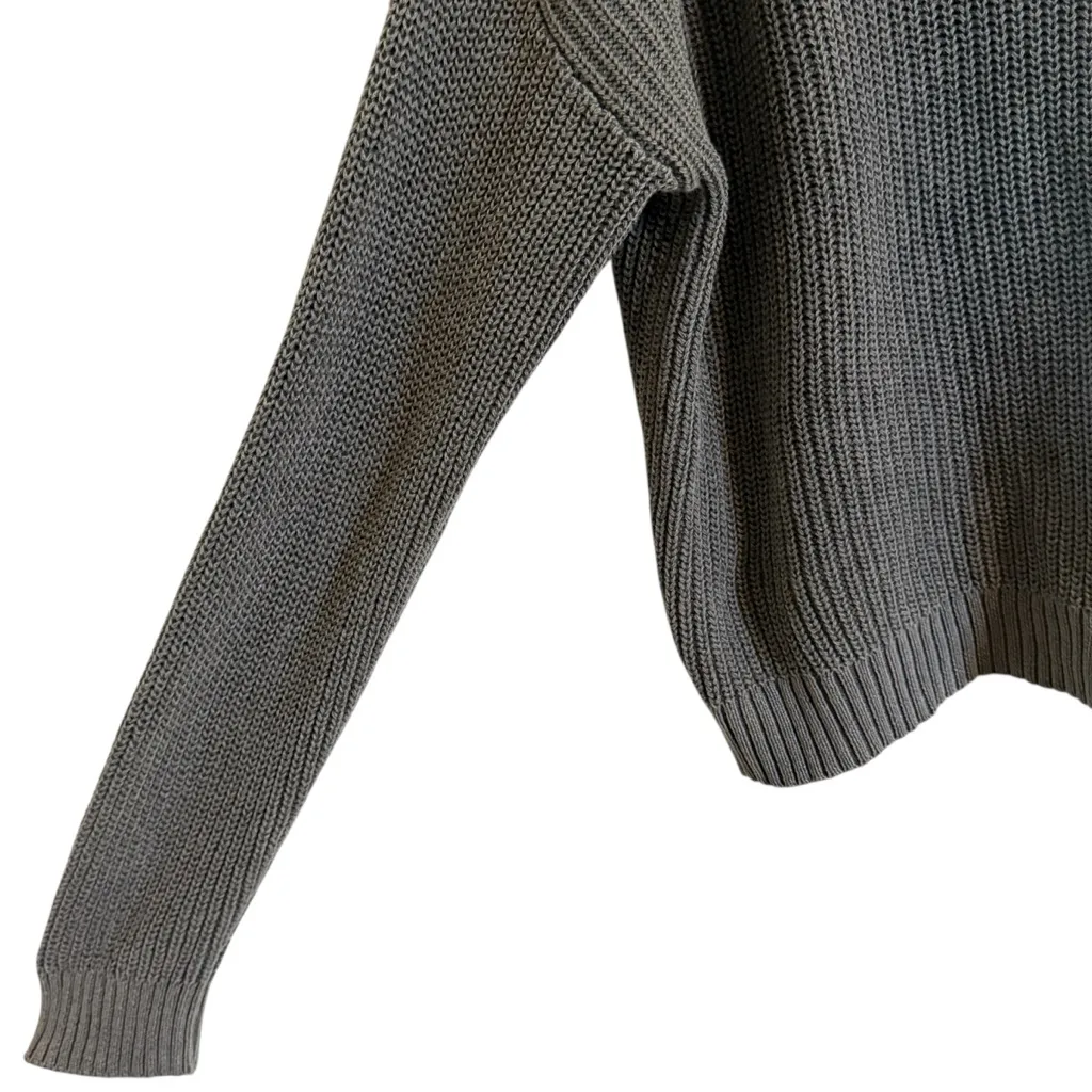 Aerie OFFLINE Oversized Hooded Ribbed Knit Sweater Smoked Gray Women’s Medium - Image 3
