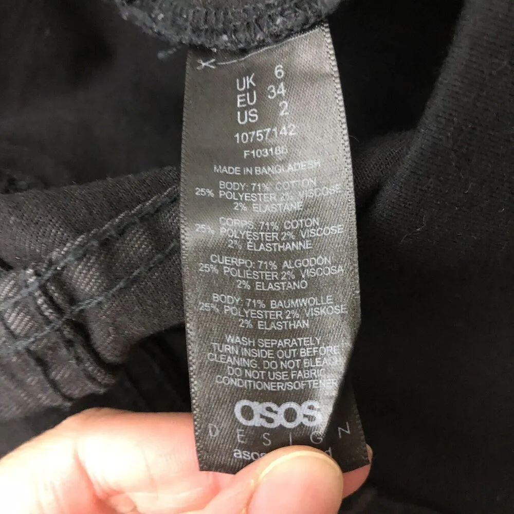 ASOS  Design Black Maternity Jeans with Front Panel Size 2 / 32 - Image 5