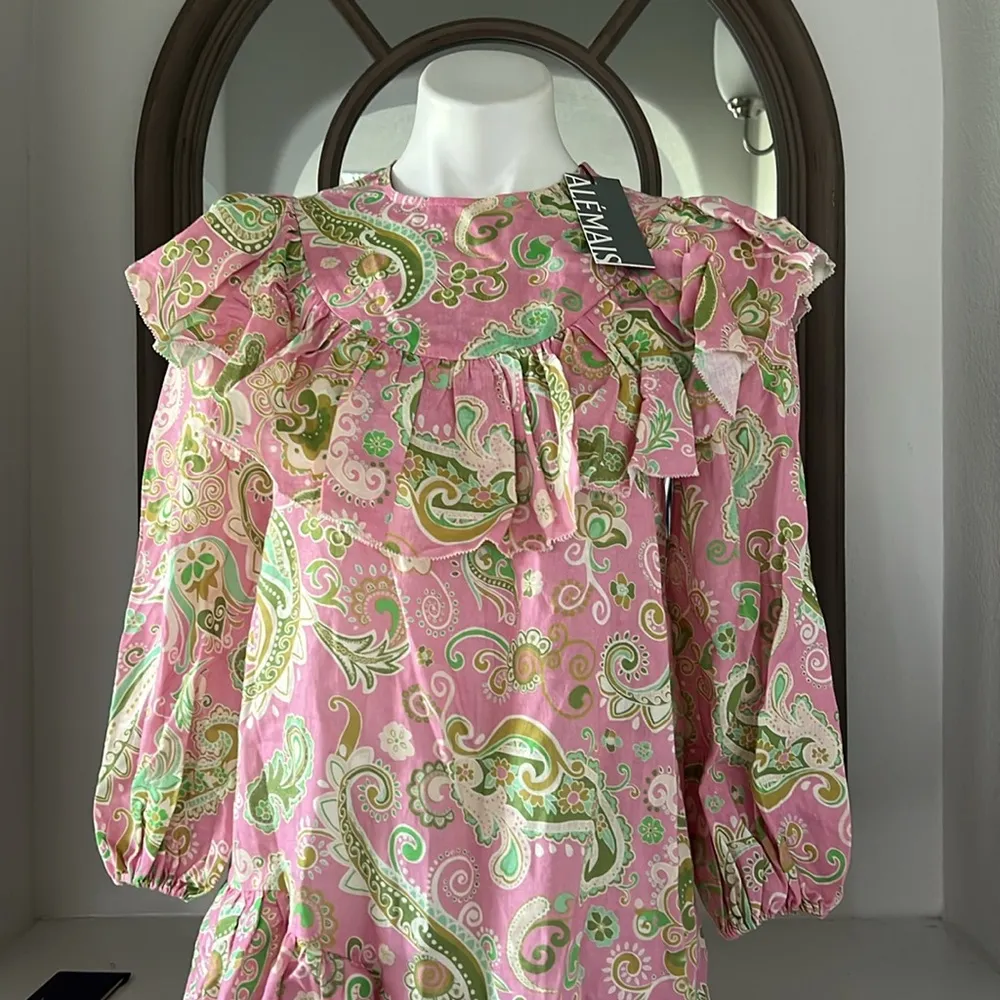 ALÉMAIS Marta Linen Ruffle Mini Dress, Size AUS 4 New w/Tag Pink - Image 12