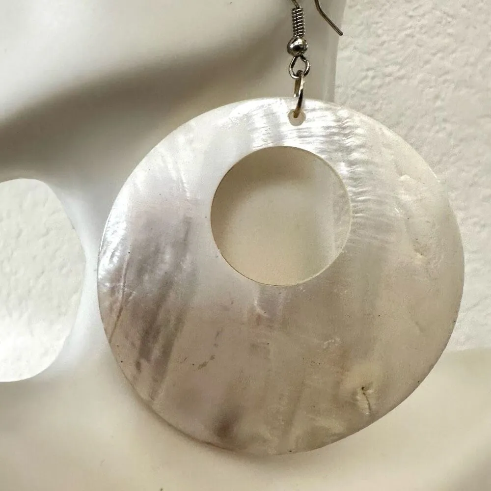 Mar Y Sol large circle abalone drop earrings - Image 3