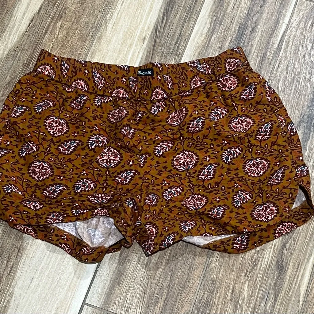Madewell Drapey Pull On Shorts Warm Paisley Brown Small - Image 2