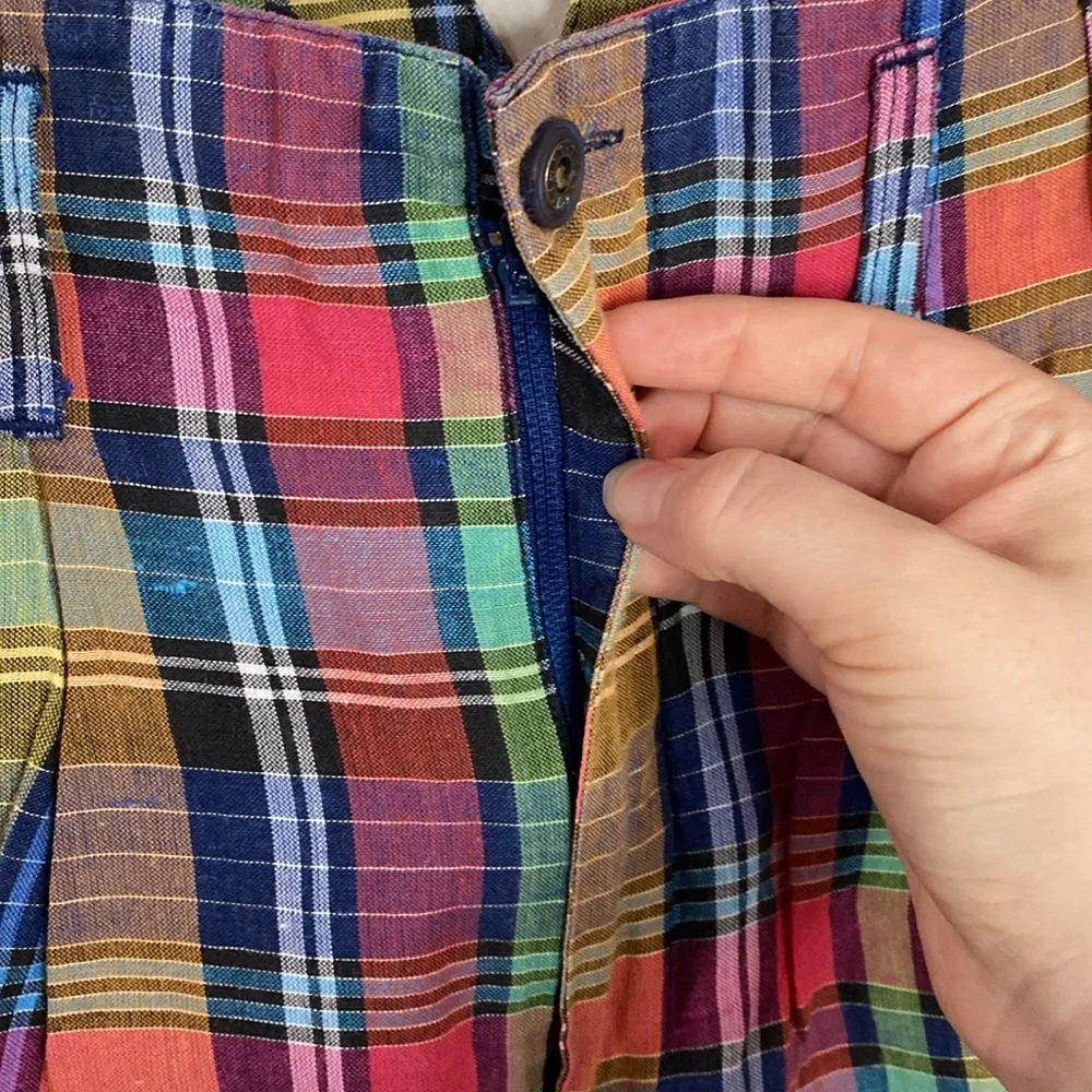 The Limited vintage Y2K colorful plaid high rise front pleat wide shorts size 6 - Image 6