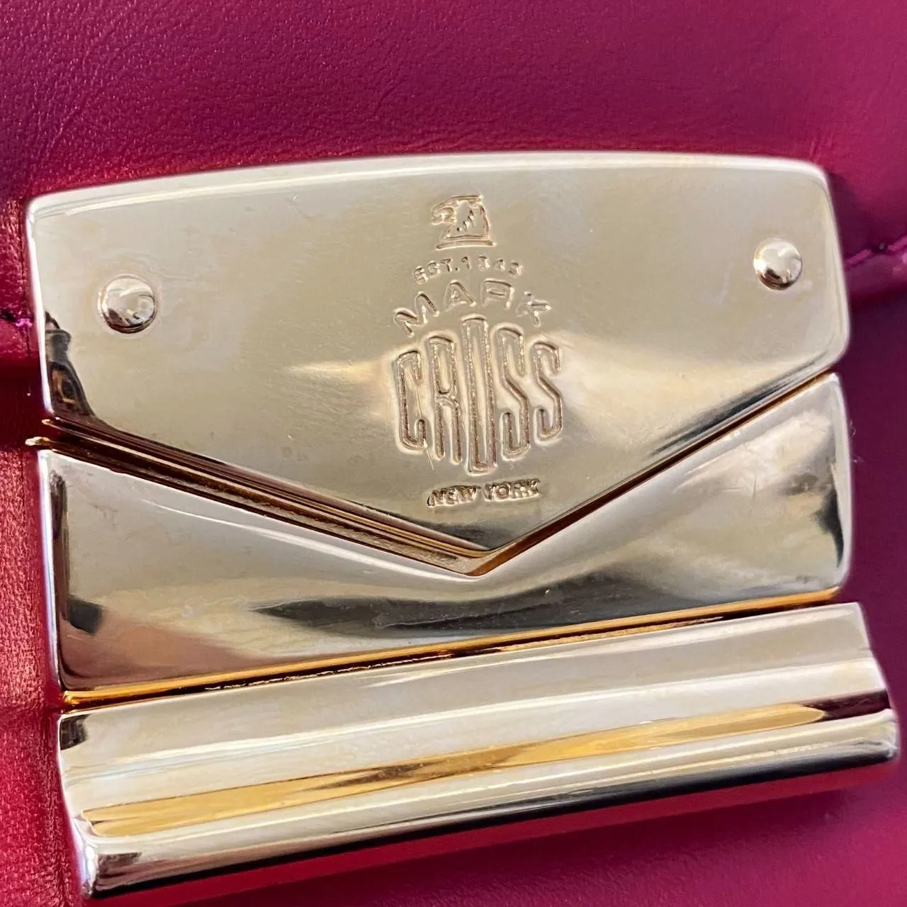 Vintage Mark Cross Bright Red Italian Leather Envelope Crossbody Shoulder Bag - Image 3