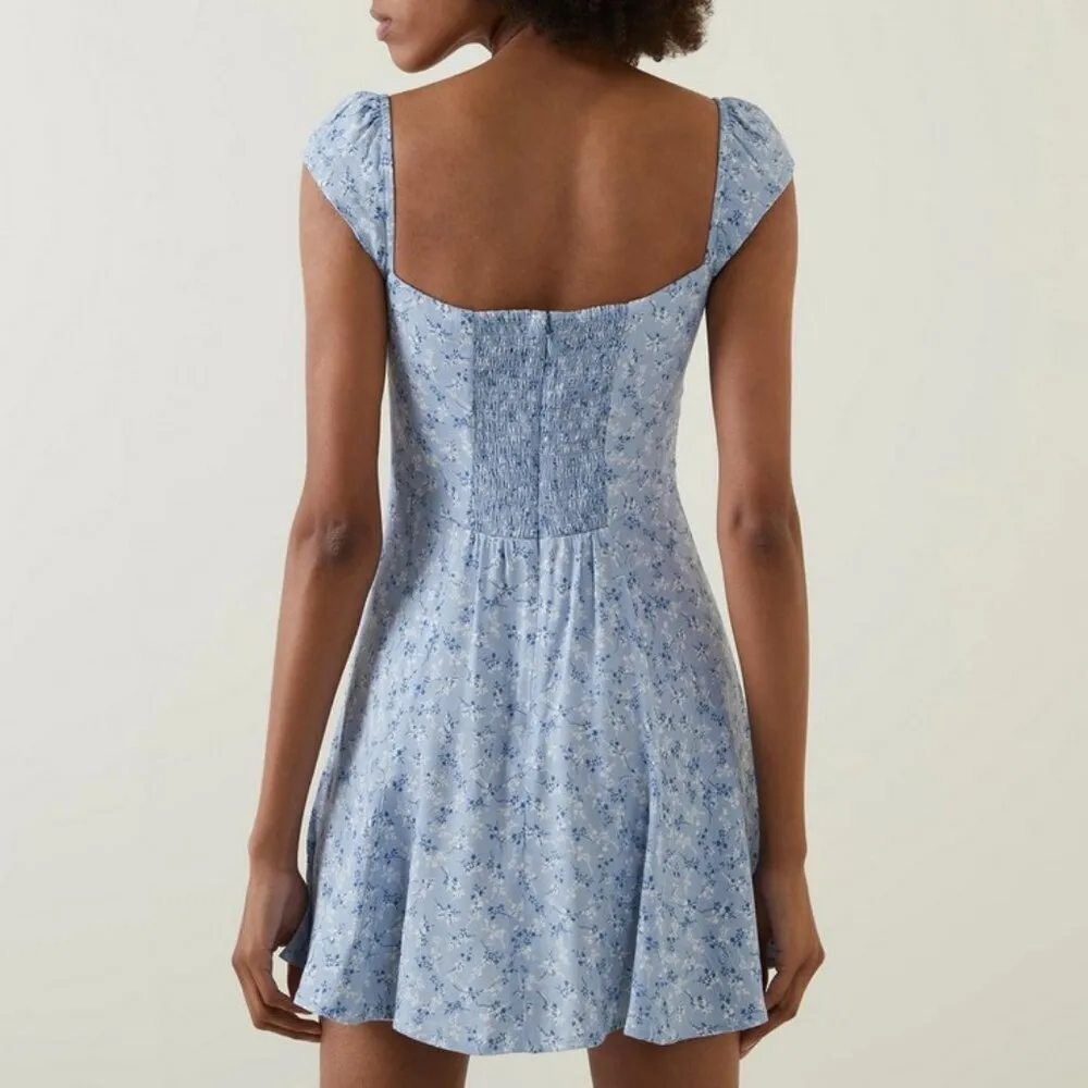 💕REFORMATION💕 Tanis Dress ~ Brooke Blue Floral Print 12 - Image 6