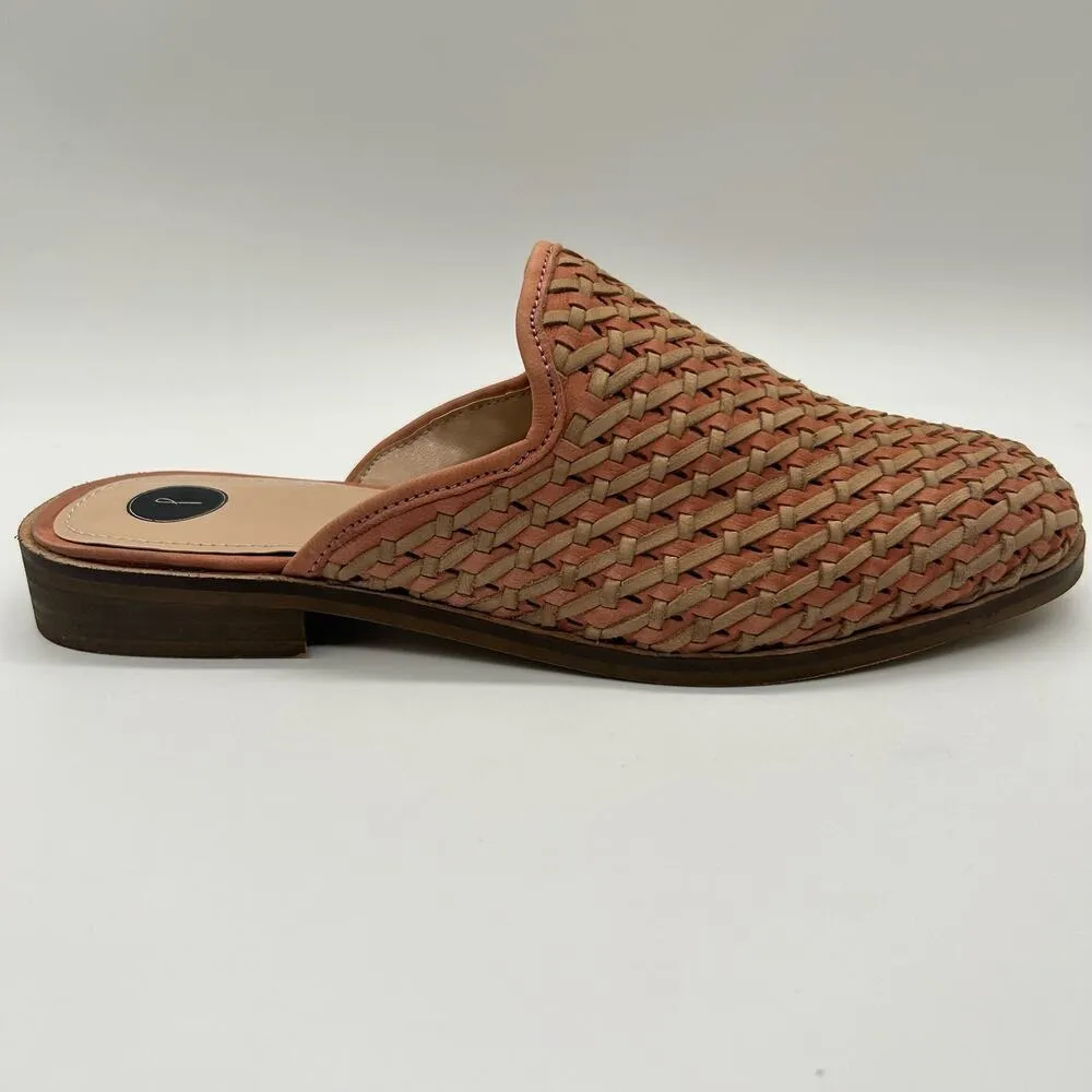 Journee Collection Mules Womens 8.5 Tan Pink Woven Leather Slip On Flat Perri - Image 3