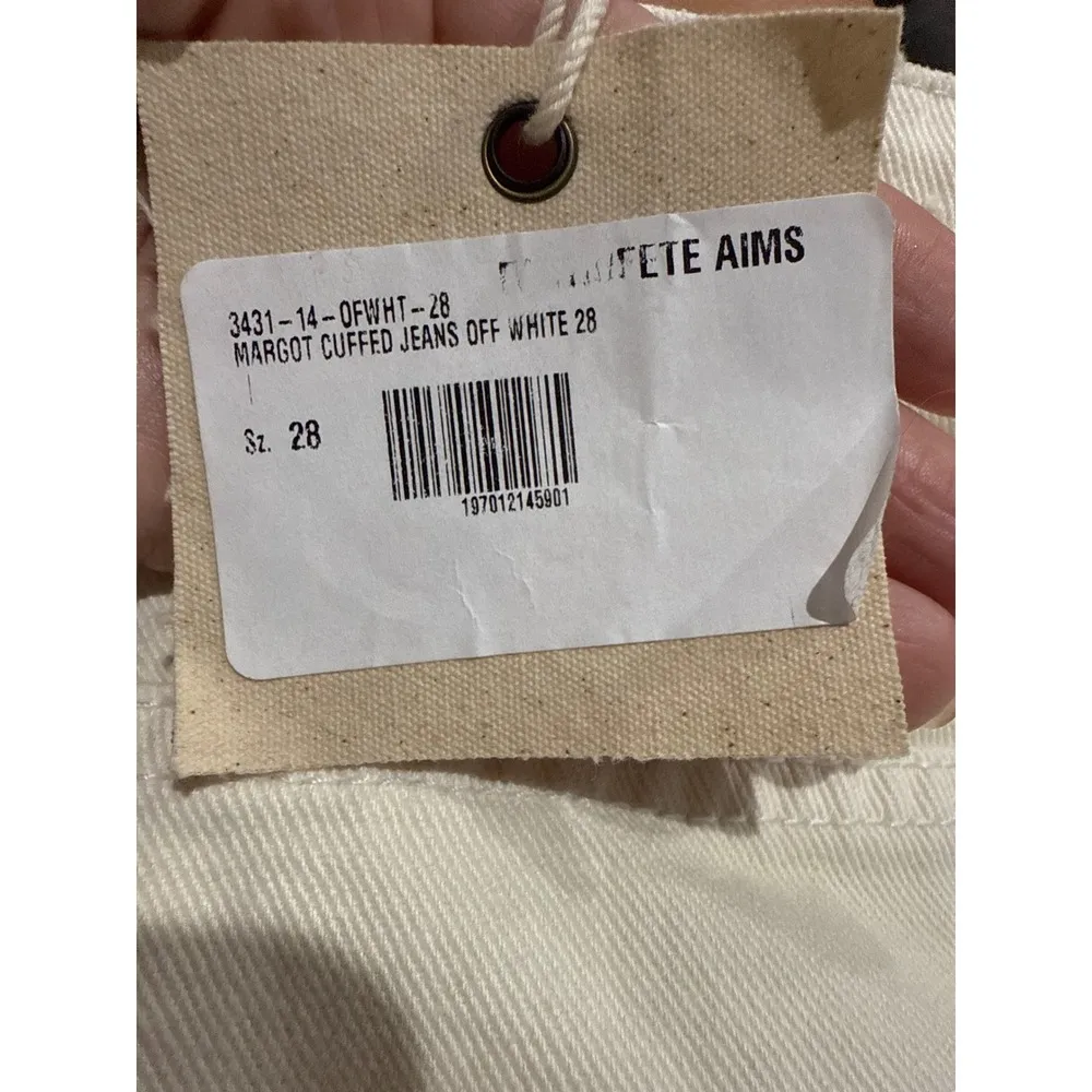 NWT SER.O.YA Margot Mid Rise Slouchy Boyfriend Cuffed Jeans Off White Sz 28 $348 - Image 7